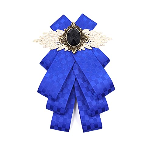 Blue Bow Ties For Men Rhinestone Brooch Self Tie Jabot Collar Pins Fashion Necktie Pre Tie Black Bow Pin(Blue Net) #TOP2