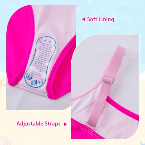 Image of Belovance Girls Swimsuits One Piece Bathing Suit Solid Color Block Tween Swimming Suit Beach Swimwear Quick Dry 5-14 Years