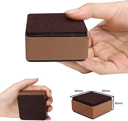Ezprotekt 1.2" Lift Furniture Risers Carbon Steel Bed Risers, 2.36" Self-Adhesive Heavy Duty Furniture Raisers Adds 1.2" Height to Beds Sofas Cabinets Supports 20,000 lbs, Square Brown