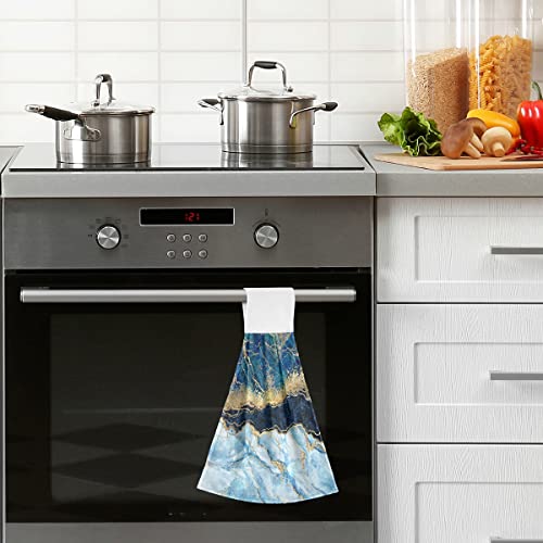 2 Pack Hand Towel Blue Gold Marble Abstract Modern Kitchen Hanging Towels For Hand, Face, Hair, Gym, Yoga, Dishcloth, Kitchen And Bath #TOP5