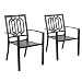 Produktbild PHI VILLA Metall Gartenstuhl Draussen Terrasse Gartenstühle Stapelbare Stühle für Esszimmer-Set 2 Pack Schwarz