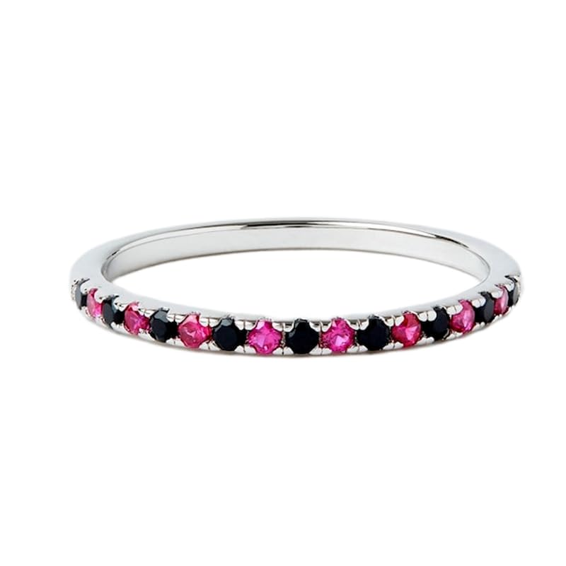 Bague d'éternité onyx rubis anneau argent anti-ternissement durable
