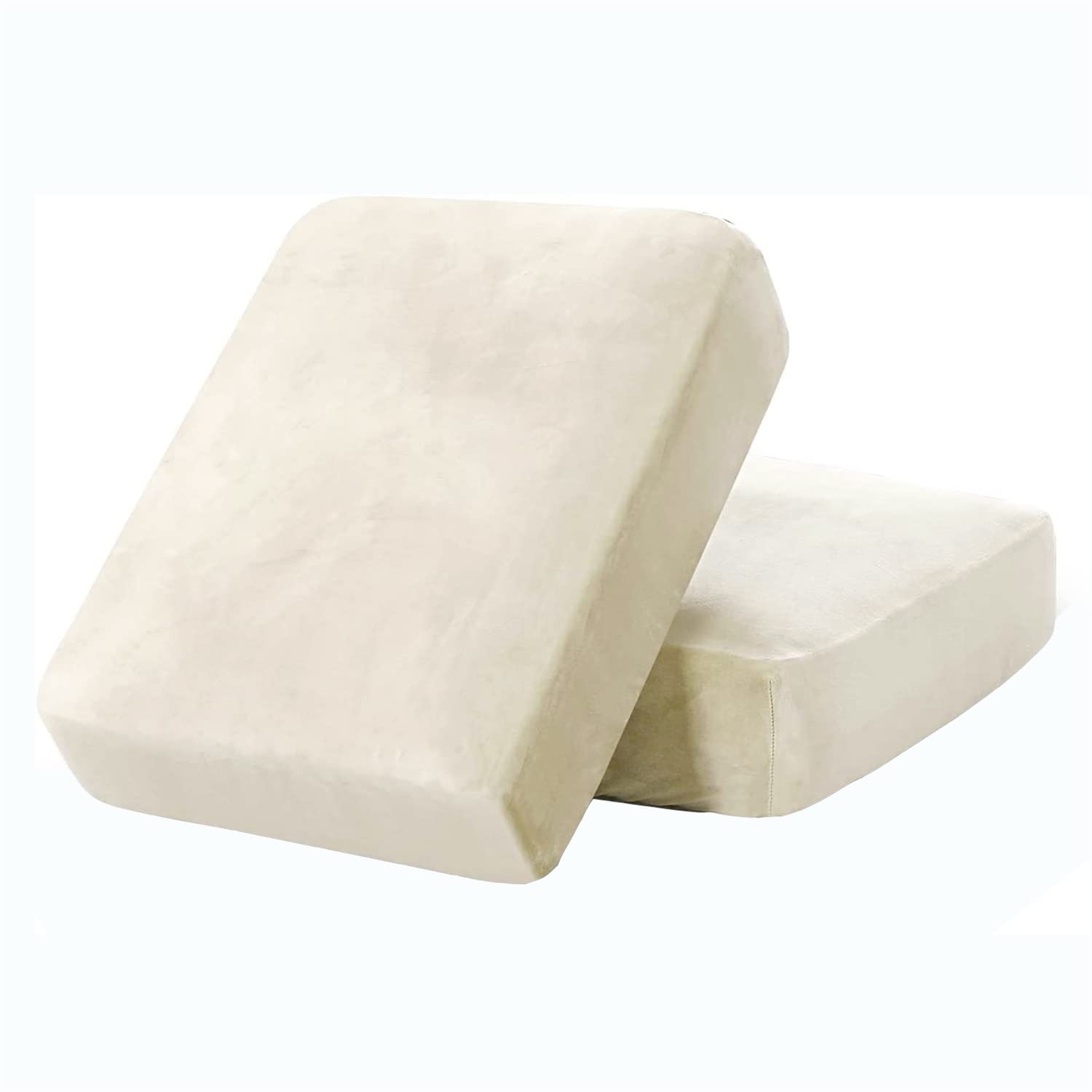 Sofa Seat Cushion Covers Stretch Sofa Cushion Slipcovers Luxurious Velvet Sofacushion Couch Individual Backrest Cushion Cover Non-Slip (Beige,2 × Medium) — image 1