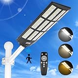 SZPOWER 5000W Street Lights Solar Powered, 5000000LM Solar Street Lights for Outside, 2700K/4200K/6500K Dimmable Solar Lights Outdoor Waterproof IP66 Dusk to Dawn for Parking Lot, Pole, Garden, Yard