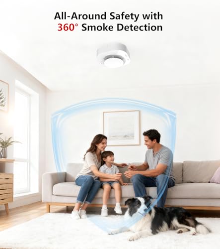 VIOIPUDOL Smoke Detector, Battery-Powered Fire Alarm with LED Indicator, Portable Smoke Alarm for Home Kitchen Bedroom Safety, 4 Packs
