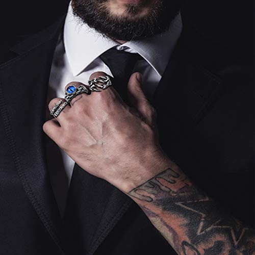 FIBO STEEL 12 Pcs Vintage Punk Rings Octopus Dragon Snake Ring for Men Women Adjustable Cool Gothic Ring Set Jewelry - Image 4