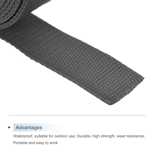 Image of MECCANIXITY Lightweight Polypropylene Webbing Strap 1.5 inch 10 Yard Backpack Strapping Band Dark Grey for Outdoor Luggage Cargo Straps