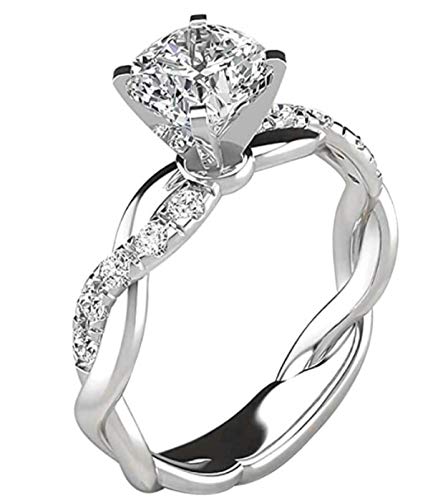 ENERGMiX Women's Ring Cubic Zirconia Solitaire Platinum Plated Elegant Engagement Rings Cubic Diamonds for Bridesmaids& Brides,Valentine's Day/Birthday/Engagement/Anniversary Jewelry Gifts 5
