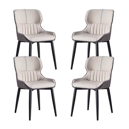 SJIALEN Dining Chairs Set of 4, with Carbon Stee Legs Modern Living Room Side Chairs PU Leather Water Proof Kitchen Counter Chairs Kitchen Chair (Color : Grey)