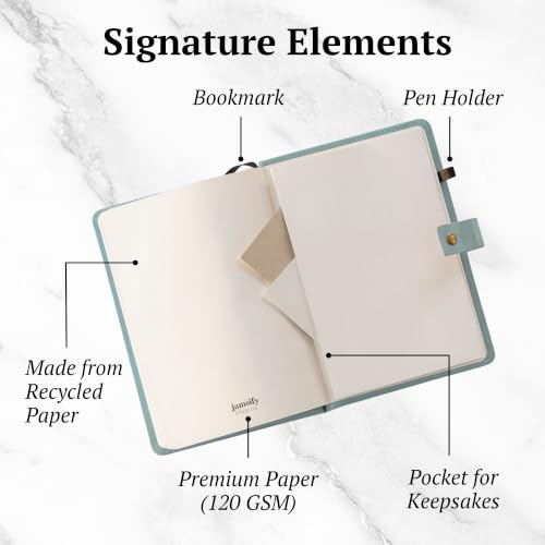Image of Travel Journal with Prompts (Hardcover) 2nd Edition - Vegan Leather Adventure Essential - 2-Page-A-Day Travel Journal (40 Days) for Women Men Nonbinary - A5 Daily Diary & Traveler Notebook - Gift - Present - Cool Mint