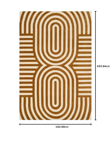 Image of Hand-Tufted Woolen Carpet for Living Room 6x8 feet Golden Brown Color Modern Anti-Skid Area Rug High Pile Thick Carpet & Rugs for Hall & Bedroom