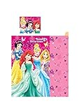 Producto oficial de Disney. Ropa de cama infantil de Disney a elegir: princesa o Frozen – Funda de almohada, 40 x 55 cm y funda nórdica, 90 x 140 cm, algodón – Bonito regalo para niña, algodón, Princess 02, 90 x 140 cm