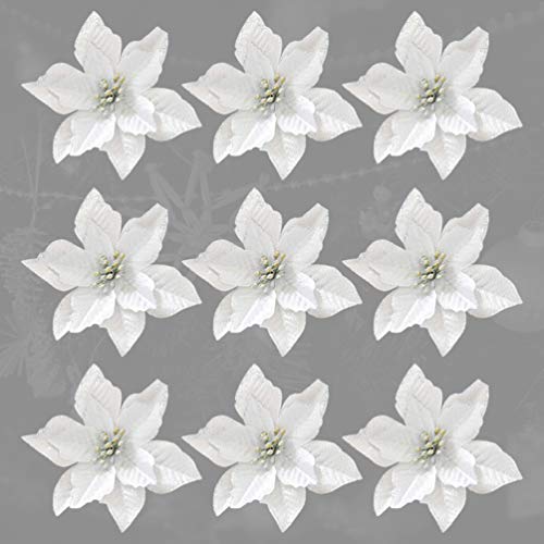 NUOBESTY 36pcs Christmas Poinsettia Flowers Artificial Glitter Flower Christmas Xmas Tree Ornaments for Home Bar Shop Decorations - Image 3