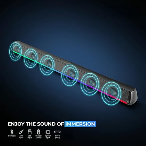 Image of Hydra BOOMBAR 2.1 Channel Soundbar with Wired Subwoofer, 180W, 3D Surround Sound, Bluetooth, AUX /USB /HDMI, Remote Control, Black