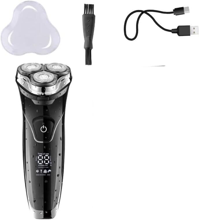 Afeitadora eléctrica para hombres, afeitadora eléctrica con pantalla LCD resistente al agua, afeitadora de barba eléctrica para hombres, máquina de afeitar facial recargable.