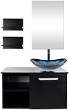 waschbecken set ikea 【FUNKTIONALES DESIGN】Das offene Wandregal bietet schnellen Zugriff auf Alltagsgegenstände und Platz für Dekorationen.Heller und großer Spiegel mit modernem Design, elegant und schlicht.