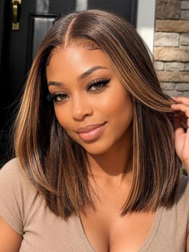 Beauty Forever Espresso Brown Straight Bob Wig Human Hair 7x5 Glueless Lace