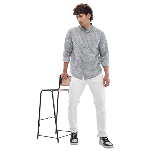 Image of Spykar Men's Slim Fit N /A Full Sleeve Printed Casual Shirts