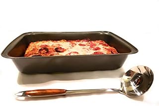 April Supply 9 inch by 14 inch Detroit Style Pizza Pan with Sauce Ladle, Square Pizza Baking Dish with Stainless Steel Ladle