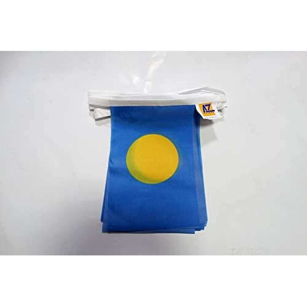 AZ FLAG Palau Bunting Flag, 20 Ft Garland with 20 Small Palauan Flags 8'' x 6'', 100% Polyester String Pennant, 6 meters — image 1