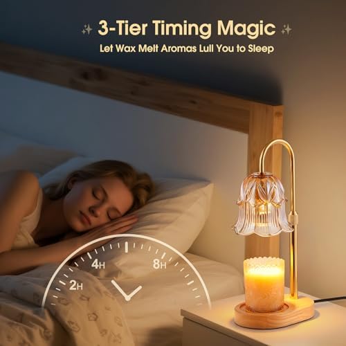 Candle Warmer Lamp with Timer, Dimmable, Adjustable Height, Gold - 3