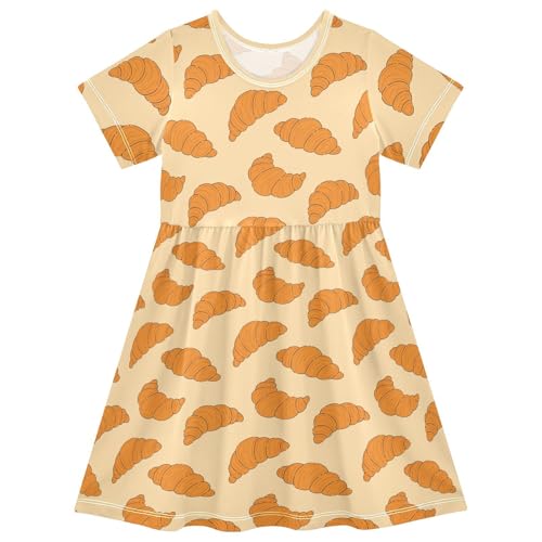 Toddler Girls Dress Summer Croissant Dresses Short Sleeve Clothes Casual Sundress 2-8Y
