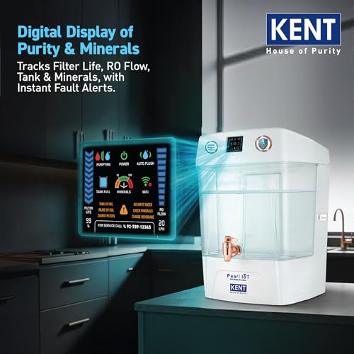 Image of KENT Pearl IoT RO Water Purifier| 4 Years Free Service* | RO+UV+UF+Alk+Cu+TDS Control | IoT Enabled | Fully Automatic On & OFF Operation |11L Detchable Tank| Ideal For Borewell /Tanker /Municipal Water