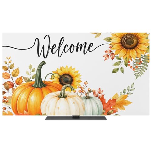 LXCPBNQT TV Cover for 32 inch Screen Welcome Sign Autumn Sunflower Washable Stretch...