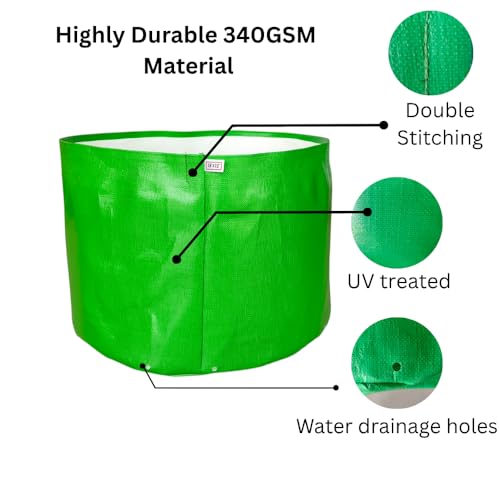 Image of 18x12 Inch HDPE Grow Bag (340 GSM) | UV Protected, Reusable, Heavy Duty Garden Bag for Vegetables, Flowers & Herbs - Pack of 2