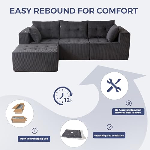 Corduroy-Bezug glatt und kratzfest - Detailansicht von Ecksofa MAXYOYO Corduroy modular Test 2026 – Dealfoxx.de