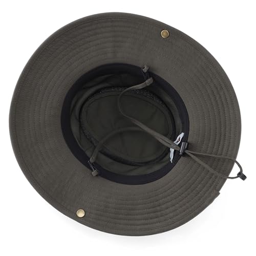 Image of Home Prefer UPF 50+ Wide Brim Sun Hat Mesh Crown Foldable Cotton Bucket Cowboy Hat for Men Safari Golf Fishing Beach Garden