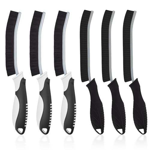 TQRR Cepillo de Limpieza - Cepillo de Limpieza de Cerdas Duras, Cepillo a Cuadros, Cepillo de Limpieza de Baño, Herramientas de Limpieza para Cocina, Ventanas, Lechada (6, Negro)