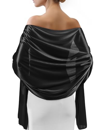 Sofier Satin Shawl Wraps for Women Evening Dresses Wedding Bridal Party Silky Scarf Formal Cover Up Bridesmaid Gifts