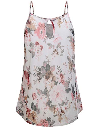Cami Blouses For Women,Ladies Soft Strecth Drapey Camisole Lightweight Cool Sleeveless Scoop Neck Shirts Maternity Floral Tank Tops A Line Pleated Teal Swing Tunics Pretty Trapeze Outfits White Xl #TOP1