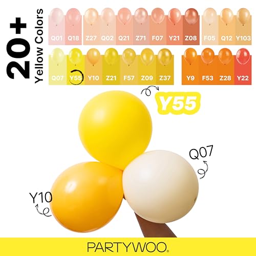 Image of PartyWoo Yellow Balloons 100pcs Different Sizes of 18 12 10 5 Inch Matte Yellow Latex Balloon Arch Kit Garland for Easter Bee Baby Shower Sunflower Birthday Graduation Party Decorations Yellow-Y55