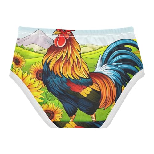 Cartoon Rooster Sunflower Panties for Girl Toddler Underwear Custom Cotton Artistic Briefs Kids Undies 2t2
