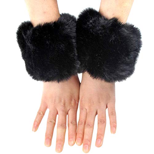 Women Girl Faux Fur Boots Shoes Cuffs Leg Warmers Wrist Cuff Warmers Costume Party Set (Color B) #TOP3