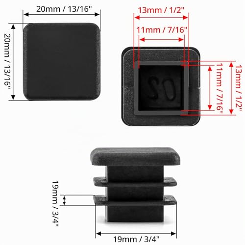 Miniatura 6 de Qwork - Tapón Cuadrado De Plástico Para Tuberías, Patas De Silla, 20 Unidades 2cm X 2cm