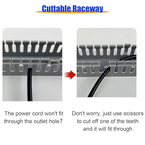 2 Pcs Self Adhesive Ethernet Cable Raceway, Heavy Duty Open Slot Wire Duct for Network/PC/TVs, 1 M Long Large Capacity Under Desk Cord Organizer(2 Pack White,H 20mm(7/9 in) W 20mm(7/9 in)) miniatura 5