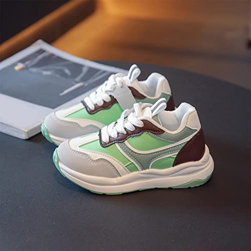 Kids Sneakers for Boys Girls Running Tennis Shoes Outdoor Lightweight Breathable Lace Up Sport Athletic Shoes (Green, 10-10.5 Years Big Kids)4