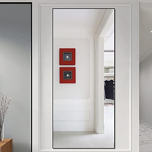 Koonmi 71"X31" Full Length Floor Mirror Extra Large Hanging Or Leaning Against Wall Mounted Aluminum Alloy Dressing Rectangle Body Vanity Big Mirror Bedroom Burst-Proof Glass Black #TOP6