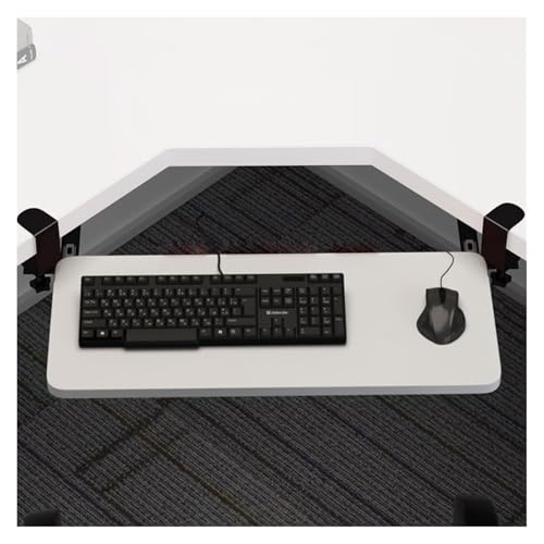 キーボードトレイ、キーボードスライダー、 コーナーL字型デスク用キーボードトレイ、スライド式デスク下キーボード引き出し、回転クランプ付き(White,65cmx25cm)