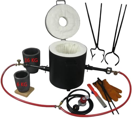 16KG/35LBs Propane Smelting Furnace Kit Double Burners - with 2 Graphite Crucibles and Crucible Tongs for Lifting and Pouring Foundry Metal Smelter for Gold Copper Aluminum