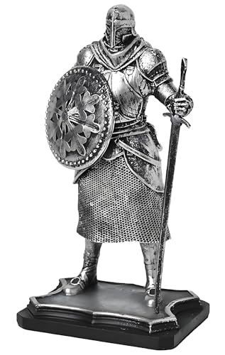 YORISMAL Decoración de caballero de plata, decoración creativa para sala de estar, oficina, armario de TV para el hogar, entrada, manualidades, figuras en estantes, estatua de caballero, hecha de