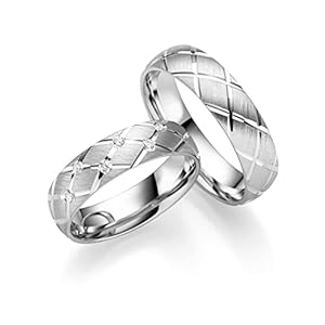 JC Trauringe ICT242 Trouwringen, 925 sterling zilver, gerhodineerd, 6 zirkoniastenen, nikkelvrij, Made in Germany, partnerringen, vriendschapsringen, gratis gravure + etui, edelmetaal, Zirkonia