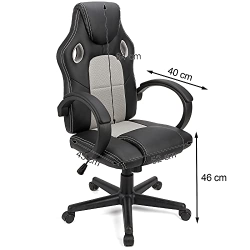 Futurefurniture® Racing stoel bureaustoel gaming stoel directiestoel draaistoel PU, grijs - Afbeelding 8