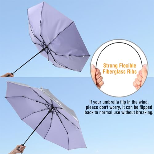 Image of G4Free UPF 50+ UV Protection Large Travel Umbrella 46 Inch Auto Open Close Windproof Sun Blocking Umbrella