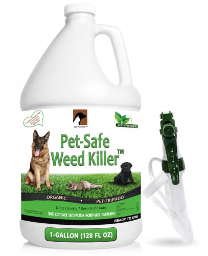 Just For Pets Pet Safe Weed Killer Spray Fast-Acting Natural Weed & Grass Killer No Glyphosate Ready-to-Use 1 Gallon (128 oz) Safe for Dogs & Pets