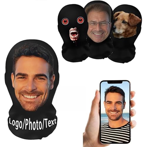 DTGQO Custom Celebrity Face Mask with Photo Personalized Print Balaclava Prank Mask for Men & Women Fun Halloween Costume, Party Prop
