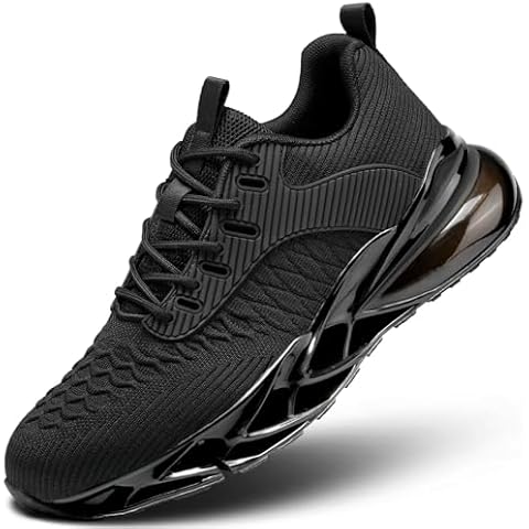 Mens Air Fashion Sneakers Blade Running Walking Shoes Comfortable Non Slip Work Sport Athletic Tennis Shoes Black Cover